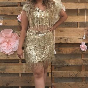 Sherri hill gold dress